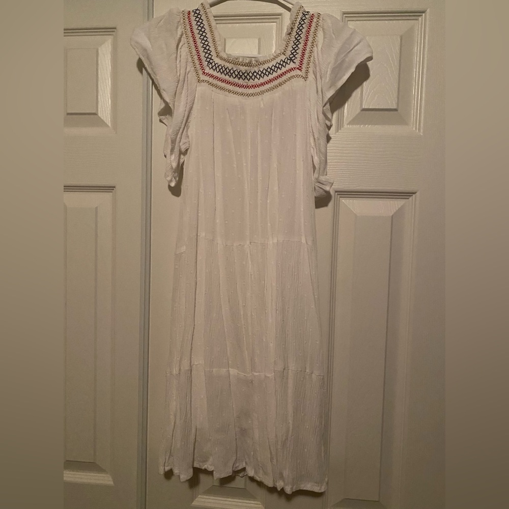 Off the shoulder, White Embroidered Dress